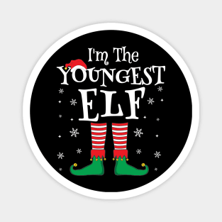 I'm The Youngest Elf Matching Family Christmas Pajama Shirt Magnet